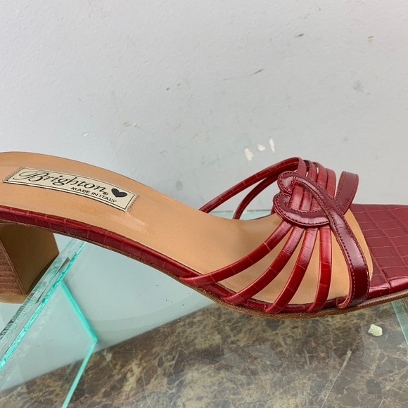 Brighton Italy Trixie Red Leather Dress Heels 8.5M - Picture 1 of 8